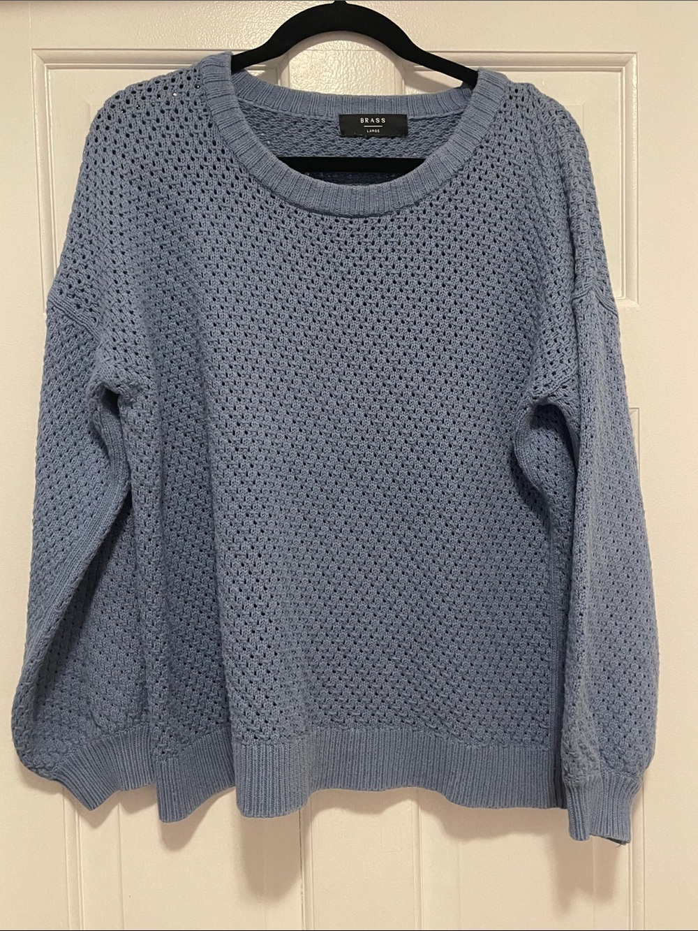 Brass Light Blue Knit Sweater - Women's Cozy Crewneck